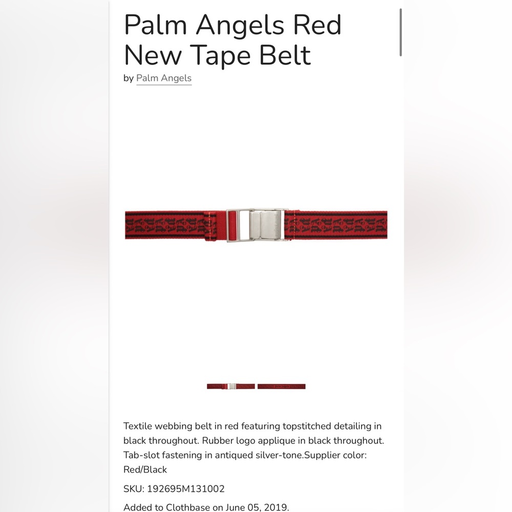 Palm Angels Tape Belt